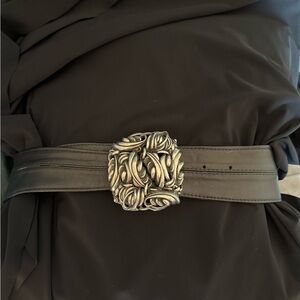 Leather Belt with Silver Buckle